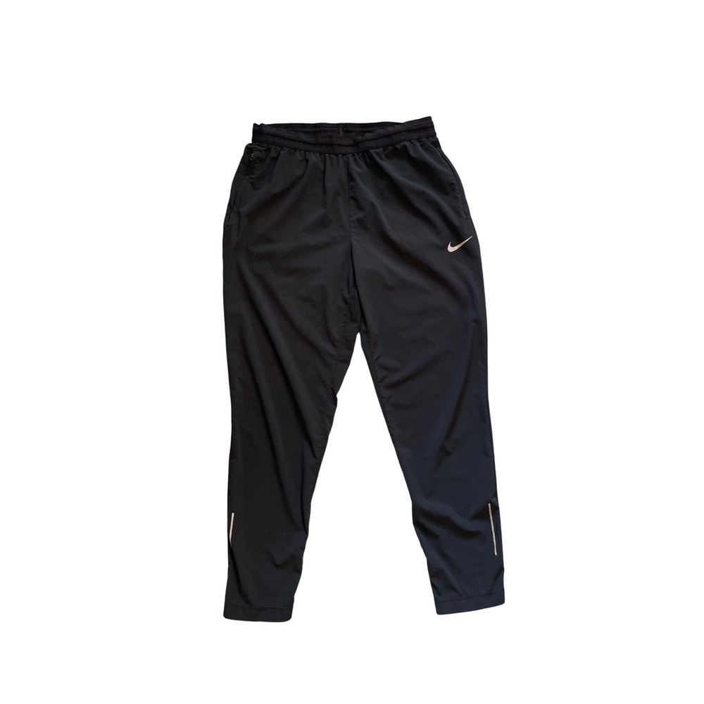 Nike Cropped Running Pants Black Mesh Vent Zipper Pocket Tapered Joggers S
